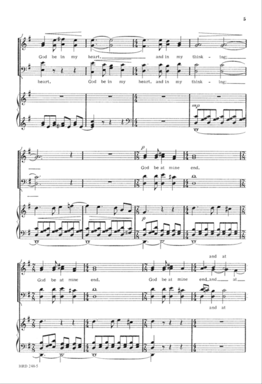 God Be In My Head (Digital Download) 4-Part scores gallery preview page 5