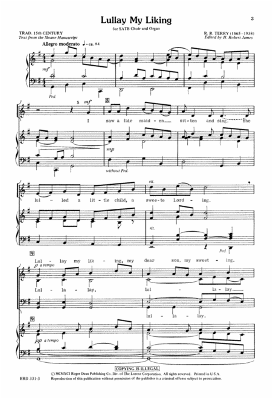 Lullay My Liking (Digital Download) 4-Part scores gallery preview page 3