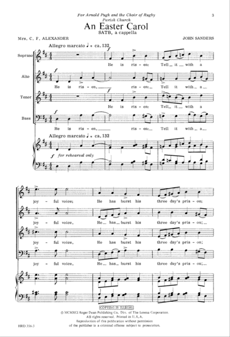 An Easter Carol (Digital Download) 4-Part scores gallery preview page 3