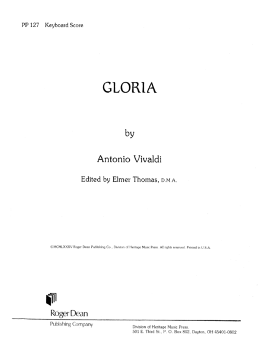 Gloria - Keyboard Realization (Digital Download) Harpsichord scores gallery preview page 1