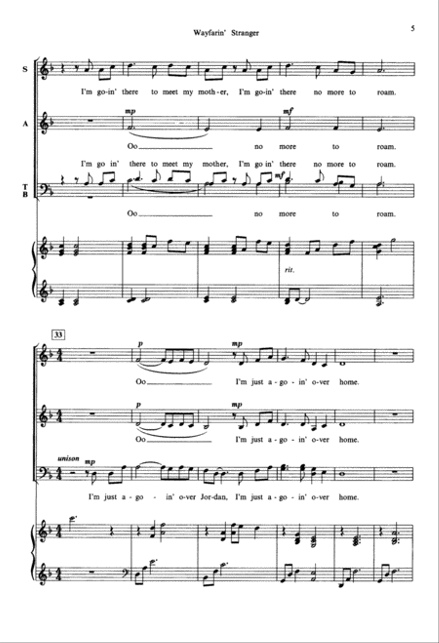 Wayfarin' Stranger (Digital Download) 4-Part scores gallery preview page 5