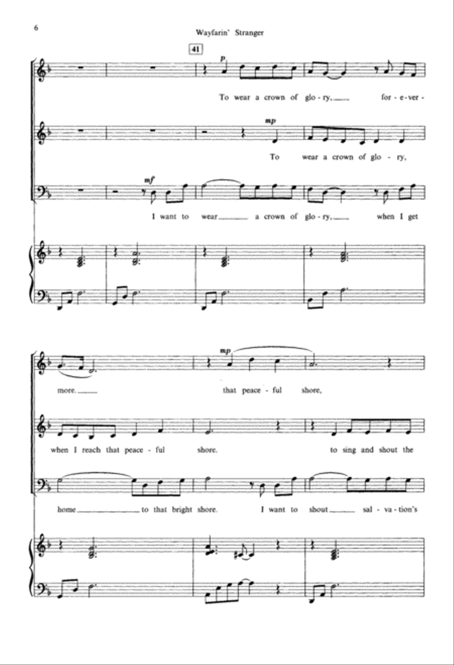 Wayfarin' Stranger (Digital Download) 4-Part scores gallery preview page 6
