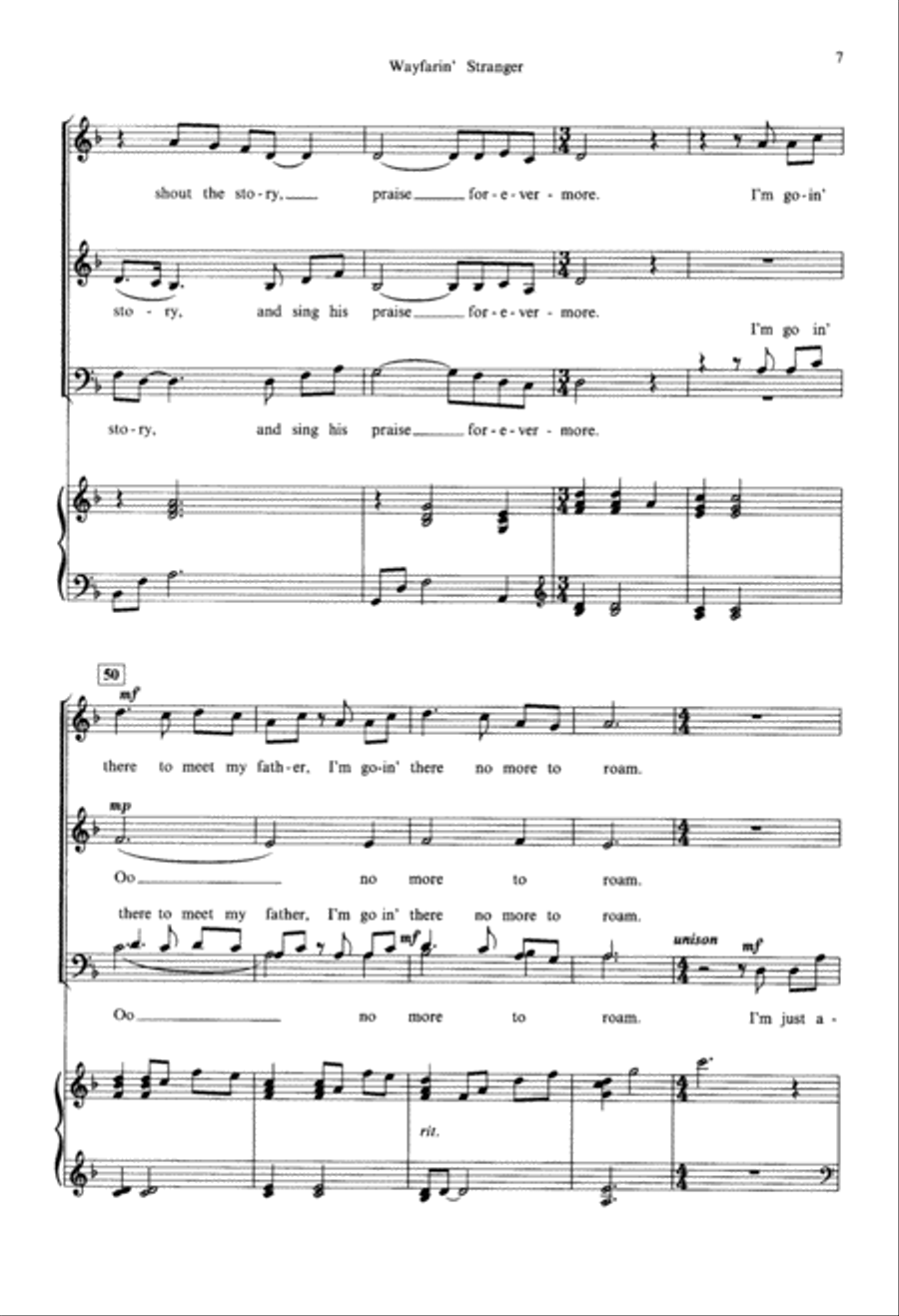 Wayfarin' Stranger (Digital Download) 4-Part scores gallery preview page 7