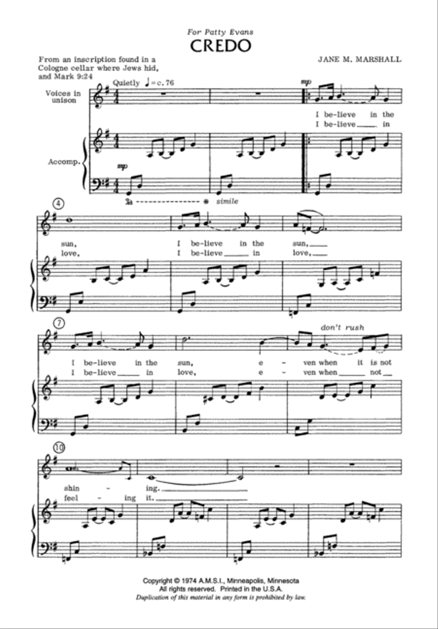 Credo (Digital Download) Credo (Digital Download) Unison Choir scores gallery preview page 3