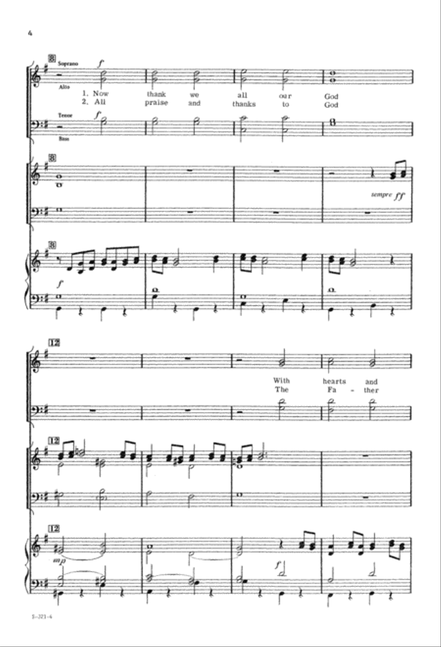Now Thank We All Our God (Digital Download) 4-Part scores gallery preview page 4