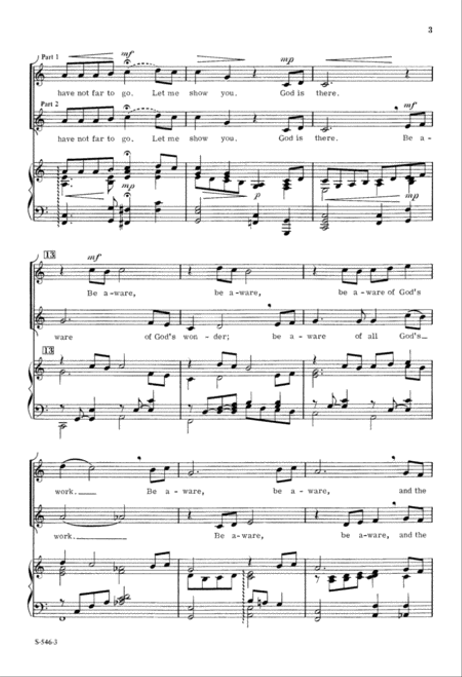 Be Aware of Wonder (Digital Download) 2-Part scores gallery preview page 3