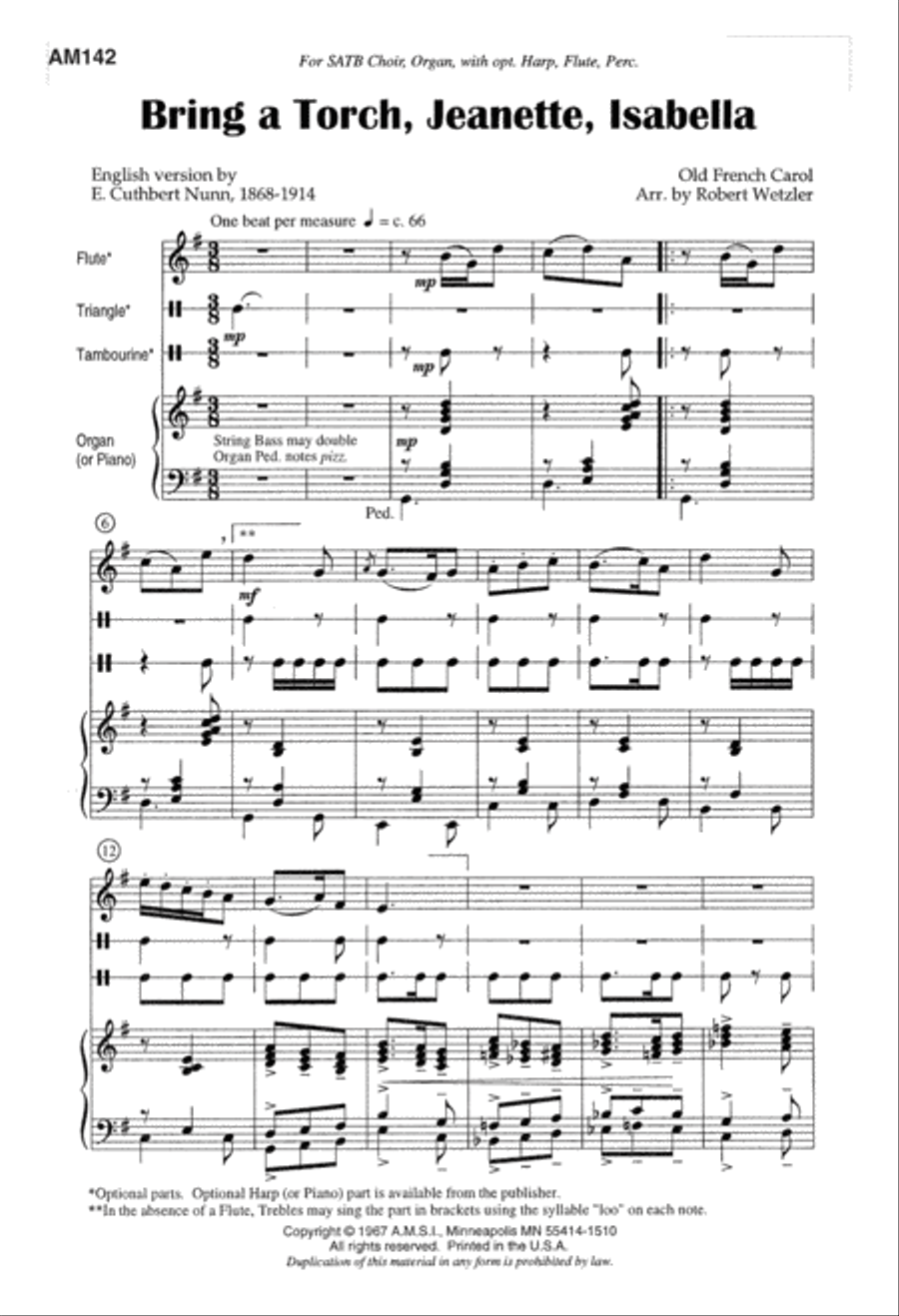 Bring a Torch, Jeanette, Isabella (Digital Download) 4-Part scores gallery preview page 1