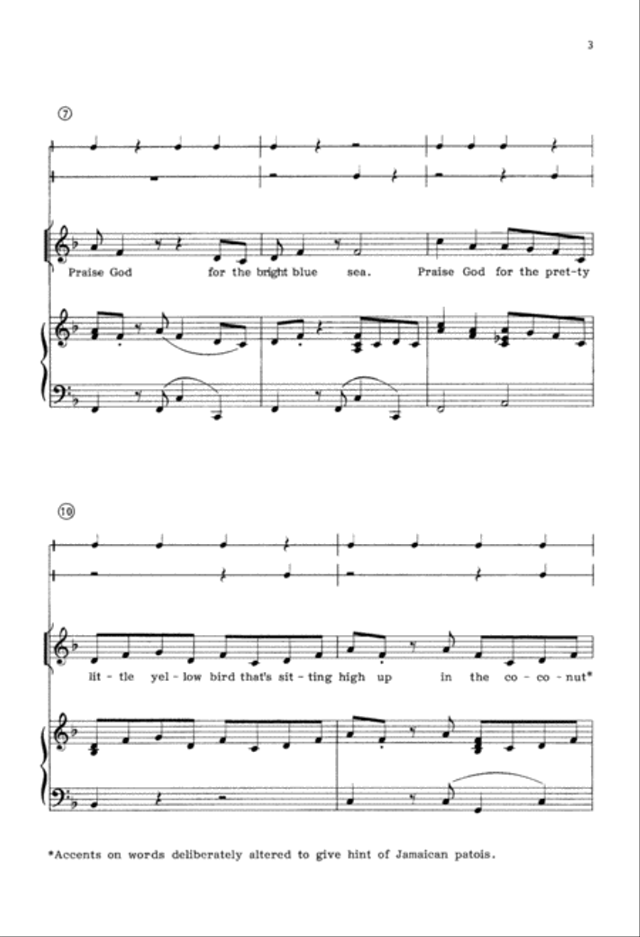 Jamaican Song of Praise (Digital Download) Unison Choir scores gallery preview page 3