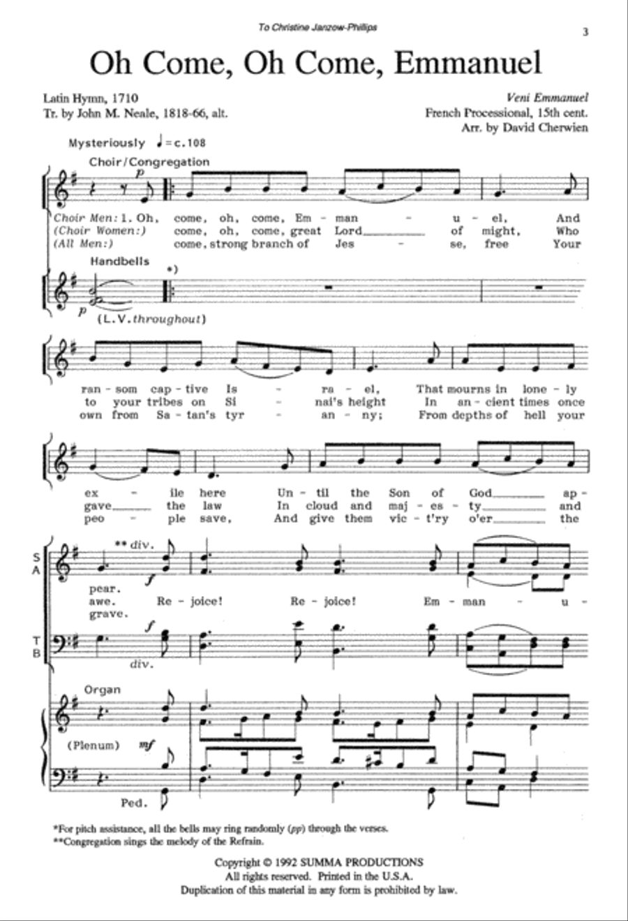 Oh Come, Oh Come, Emmanuel (Digital Download) 4-Part scores gallery preview page 3