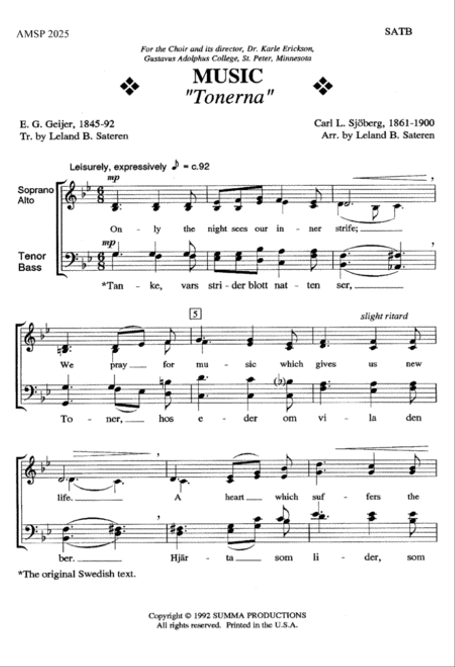 Music (Tonerna) (Digital Download) 4-Part scores gallery preview page 2