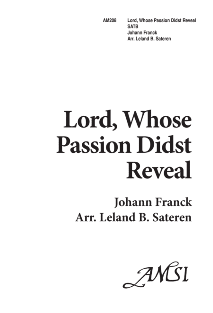 Lord, Whose Passion Didst Reveal (Digital Download) 4-Part scores gallery preview page 1