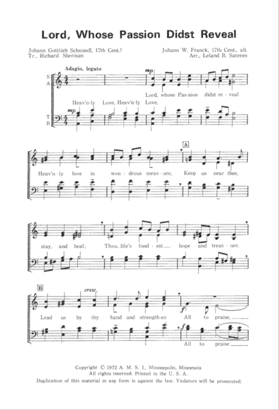 Lord, Whose Passion Didst Reveal (Digital Download) 4-Part scores gallery preview page 2