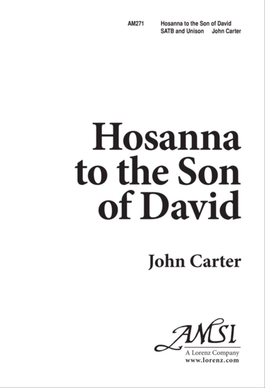 Hosanna to the Son of David (Digital Download) 4-Part scores gallery preview page 1