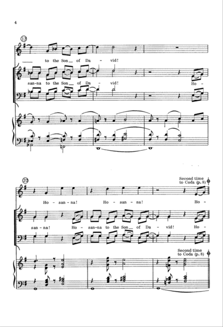 Hosanna to the Son of David (Digital Download) 4-Part scores gallery preview page 4