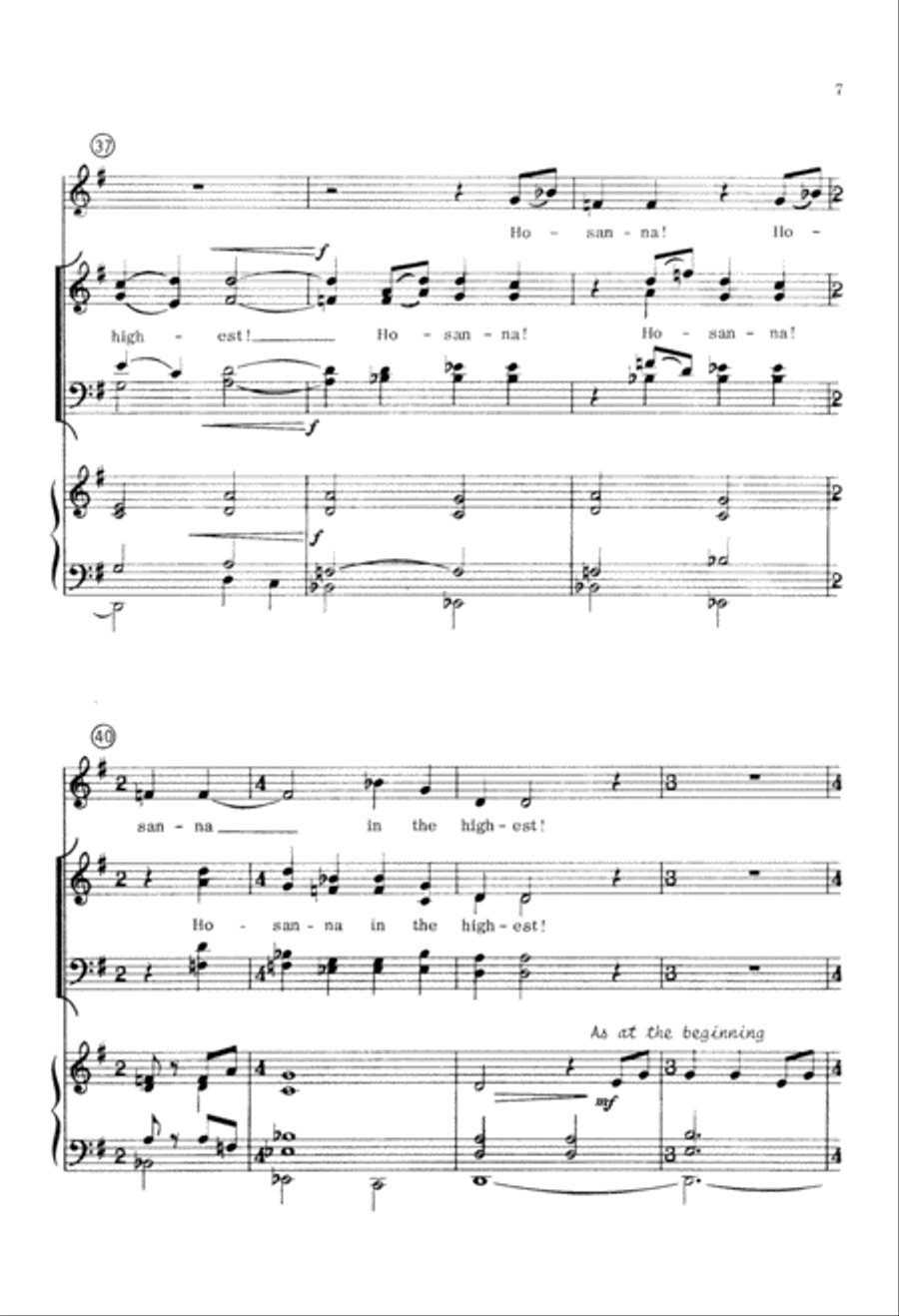 Hosanna to the Son of David (Digital Download) 4-Part scores gallery preview page 7
