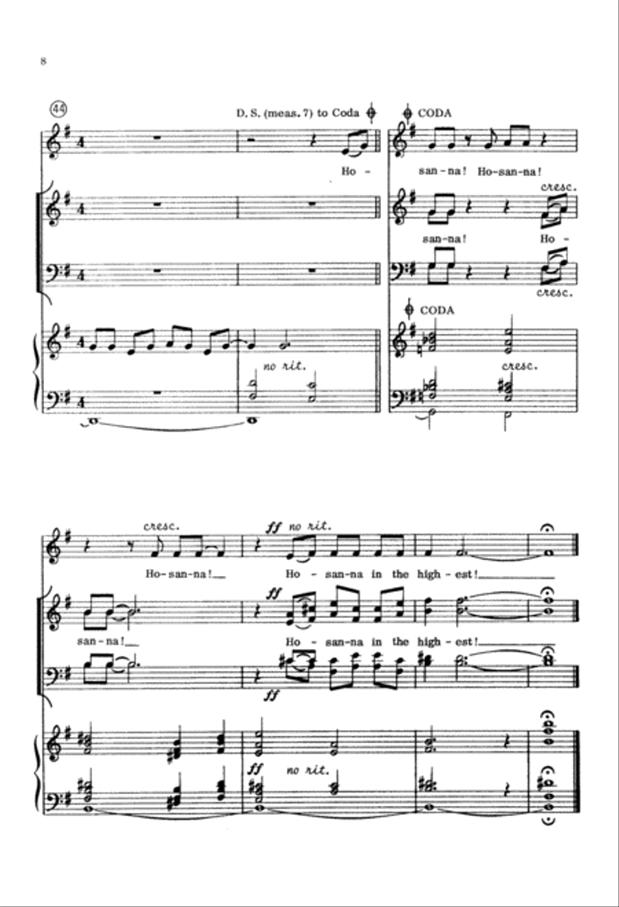 Hosanna to the Son of David (Digital Download) 4-Part scores gallery preview page 8