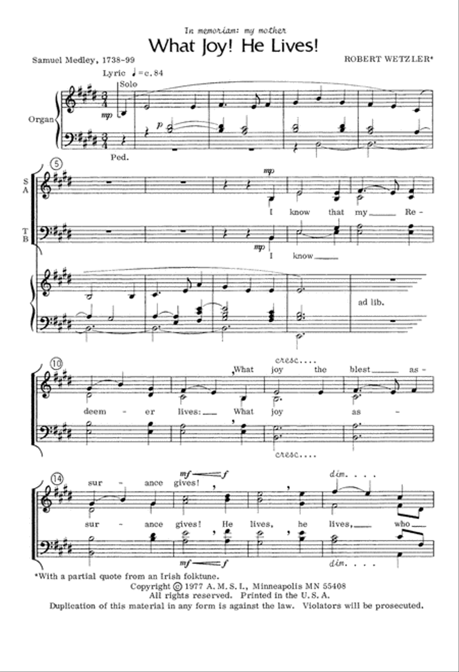 What Joy! He Lives! (Digital Download) 4-Part scores gallery preview page 2