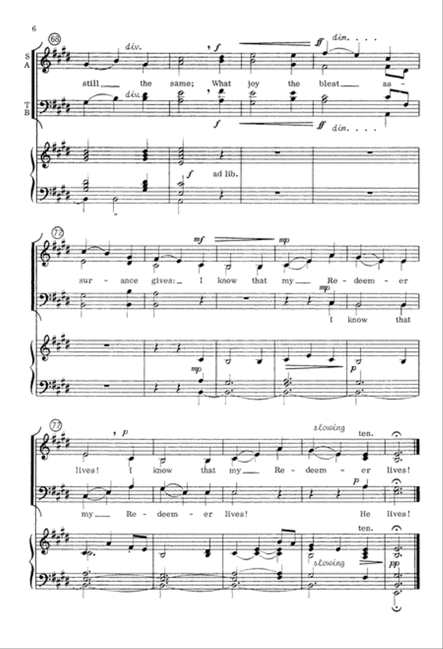 What Joy! He Lives! (Digital Download) 4-Part scores gallery preview page 6