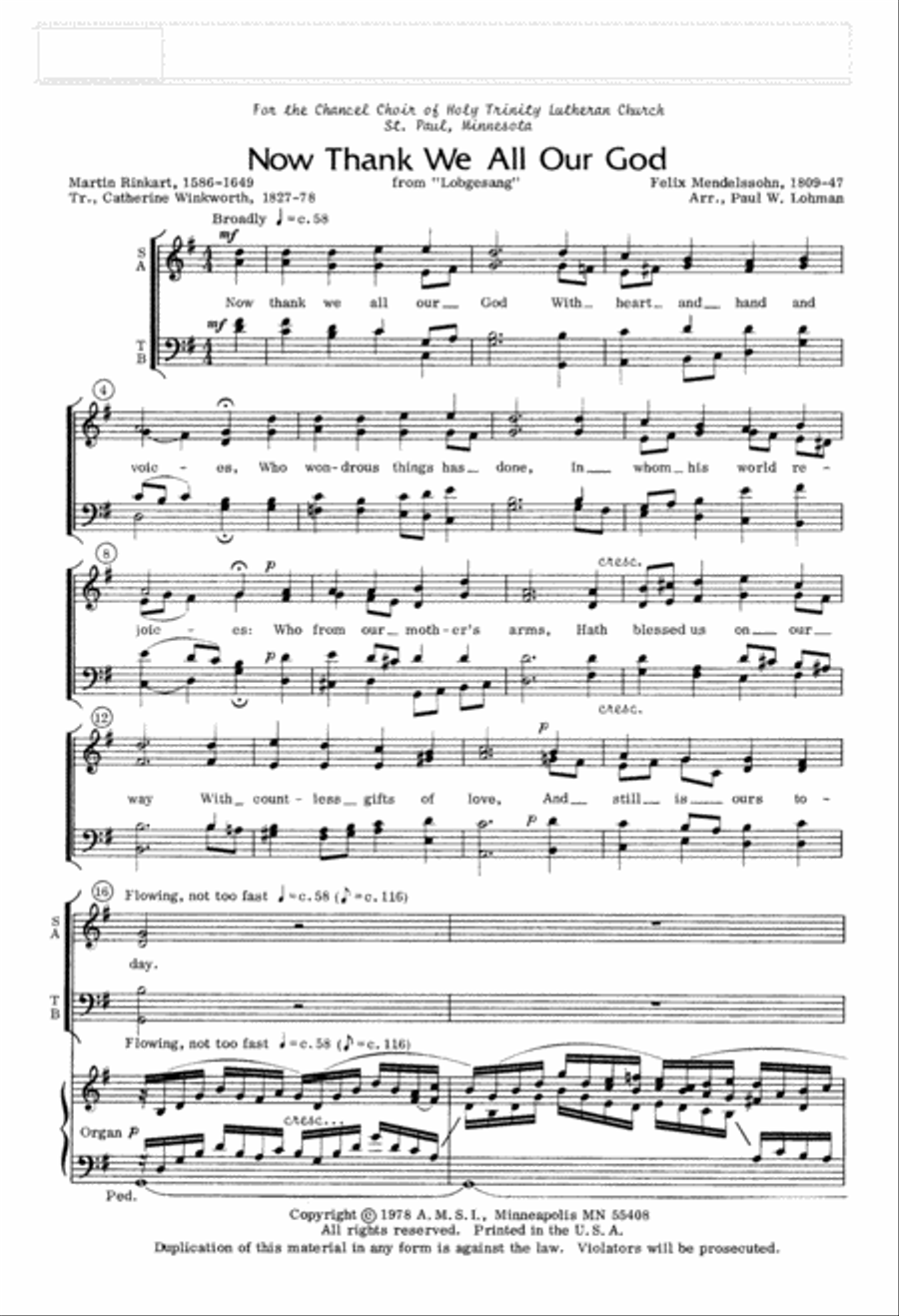 Now Thank We All Our God (Digital Download) 4-Part scores gallery preview page 3