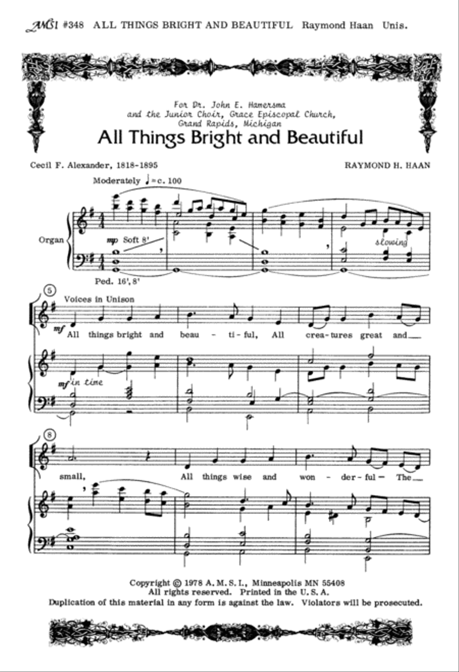 All Things Bright and Beautiful (Digital Download) Unison Choir scores gallery preview page 2