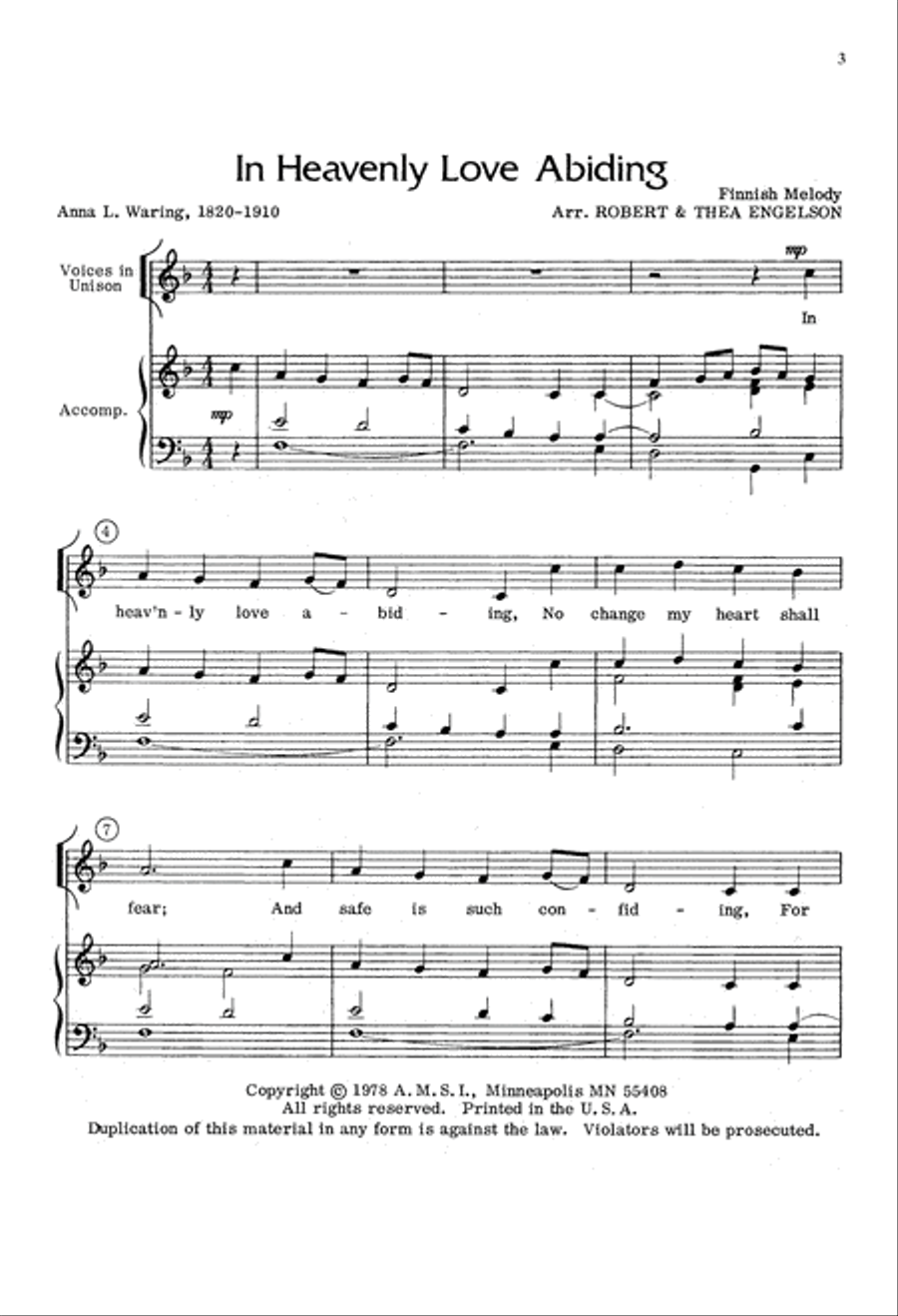 In Heavenly Love, Abiding (Digital Download) Unison Choir scores gallery preview page 3