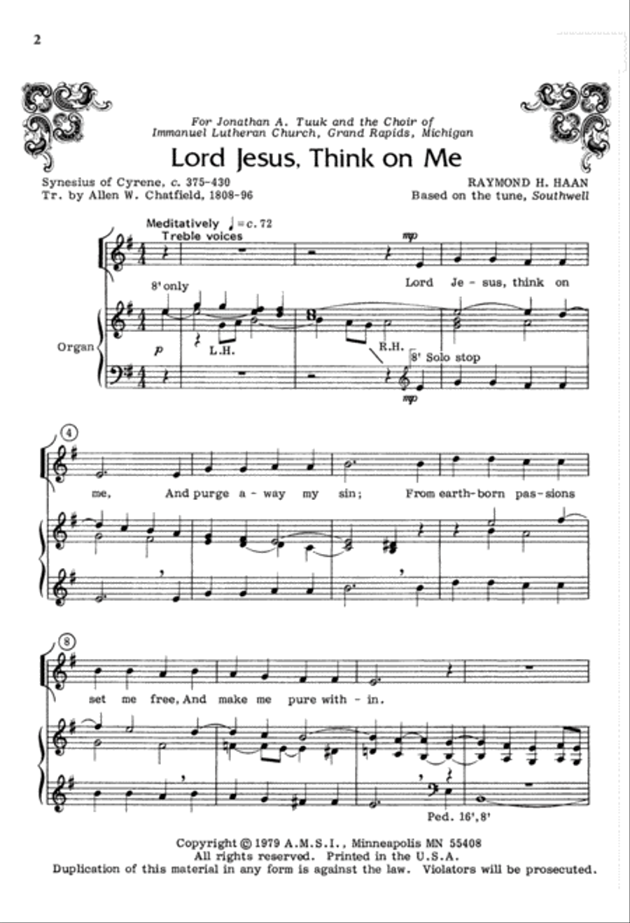 Lord Jesus, Think on Me (Digital Download) 4-Part scores gallery preview page 2