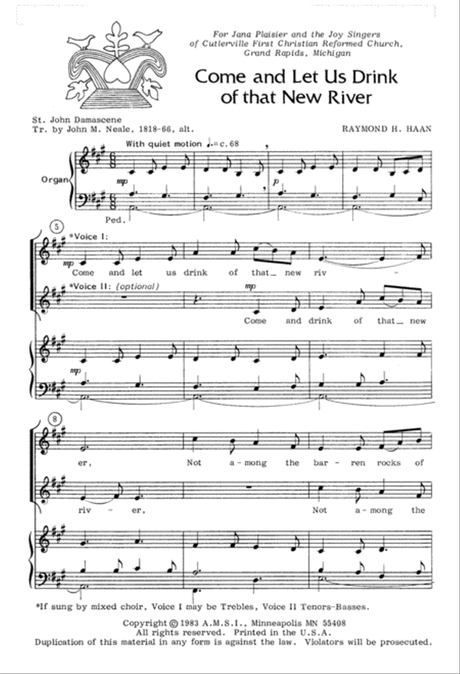 Come and Let Us Drink of that New River (Digital Download) Unison Choir scores gallery preview page 3