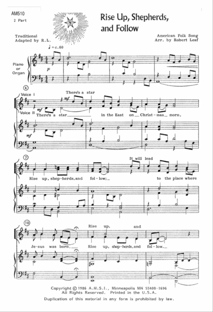 Rise Up, Shepherds and Follow (Digital Download) 2-Part scores gallery preview page 1