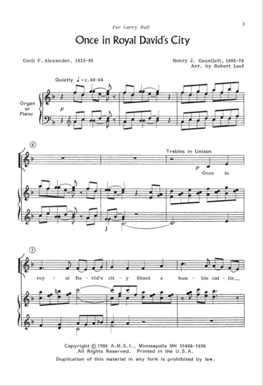 Once in Royal David's City (Digital Download) 4-Part scores gallery preview page 3
