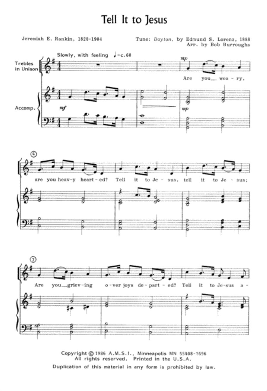 Tell it to Jesus (Digital Download) 4-Part scores gallery preview page 2