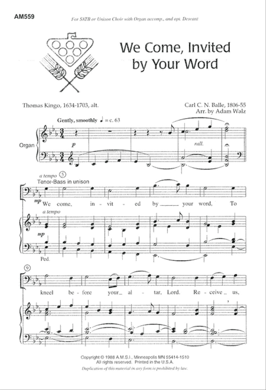 We Come Invited by Your Word (Digital Download) 4-Part scores gallery preview page 1