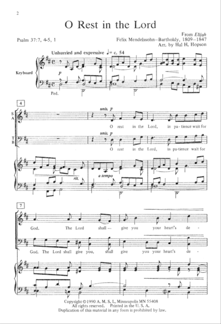 O Rest in the Lord (Digital Download) 2-Part scores gallery preview page 2
