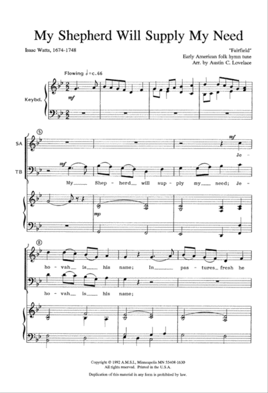 My Shepherd Will Supply My Need (Digital Download) 2-Part scores gallery preview page 2