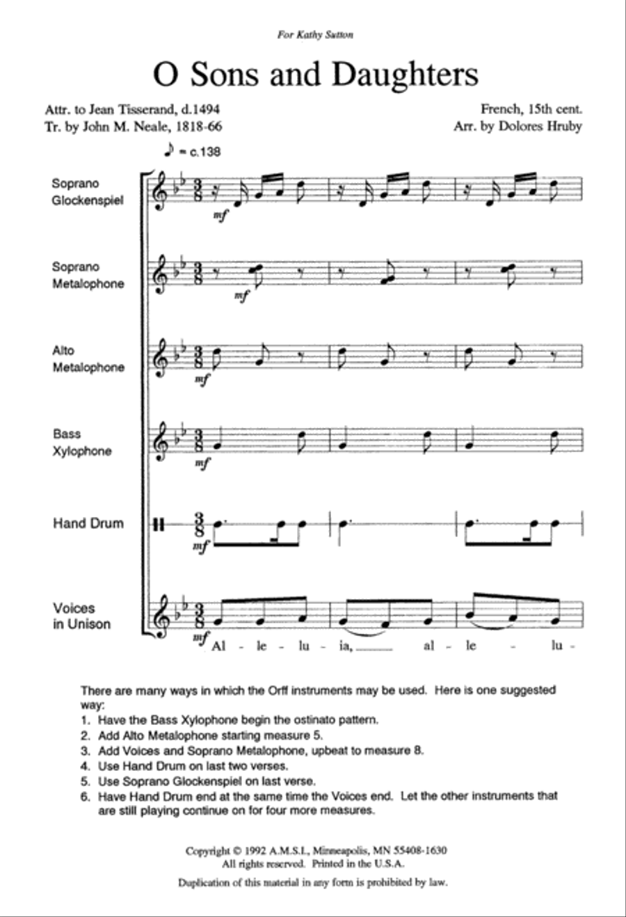 O Sons and Daughters (Digital Download) Unison Choir scores gallery preview page 2