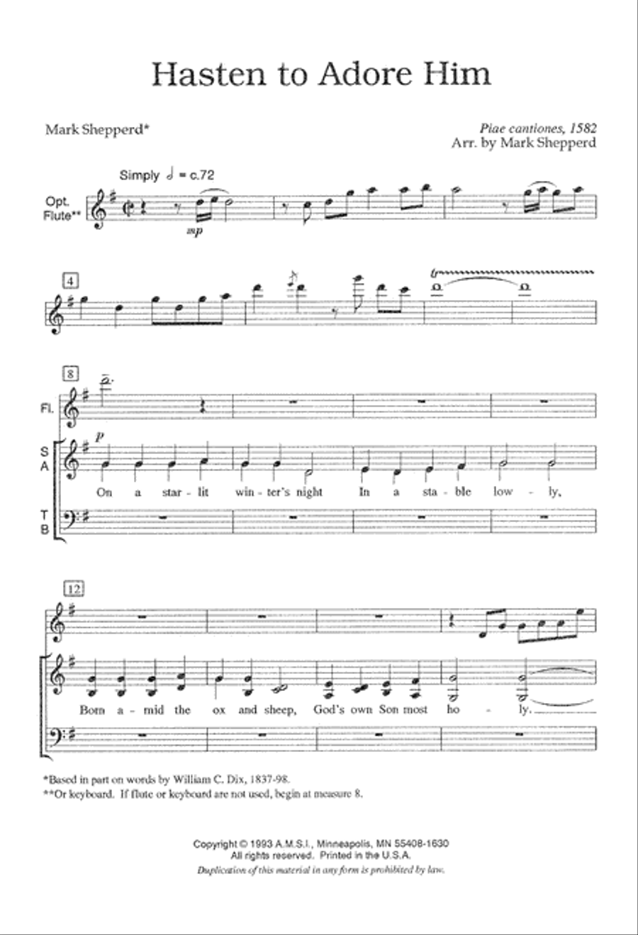 Hasten to Adore Him (Digital Download) 4-Part scores gallery preview page 2