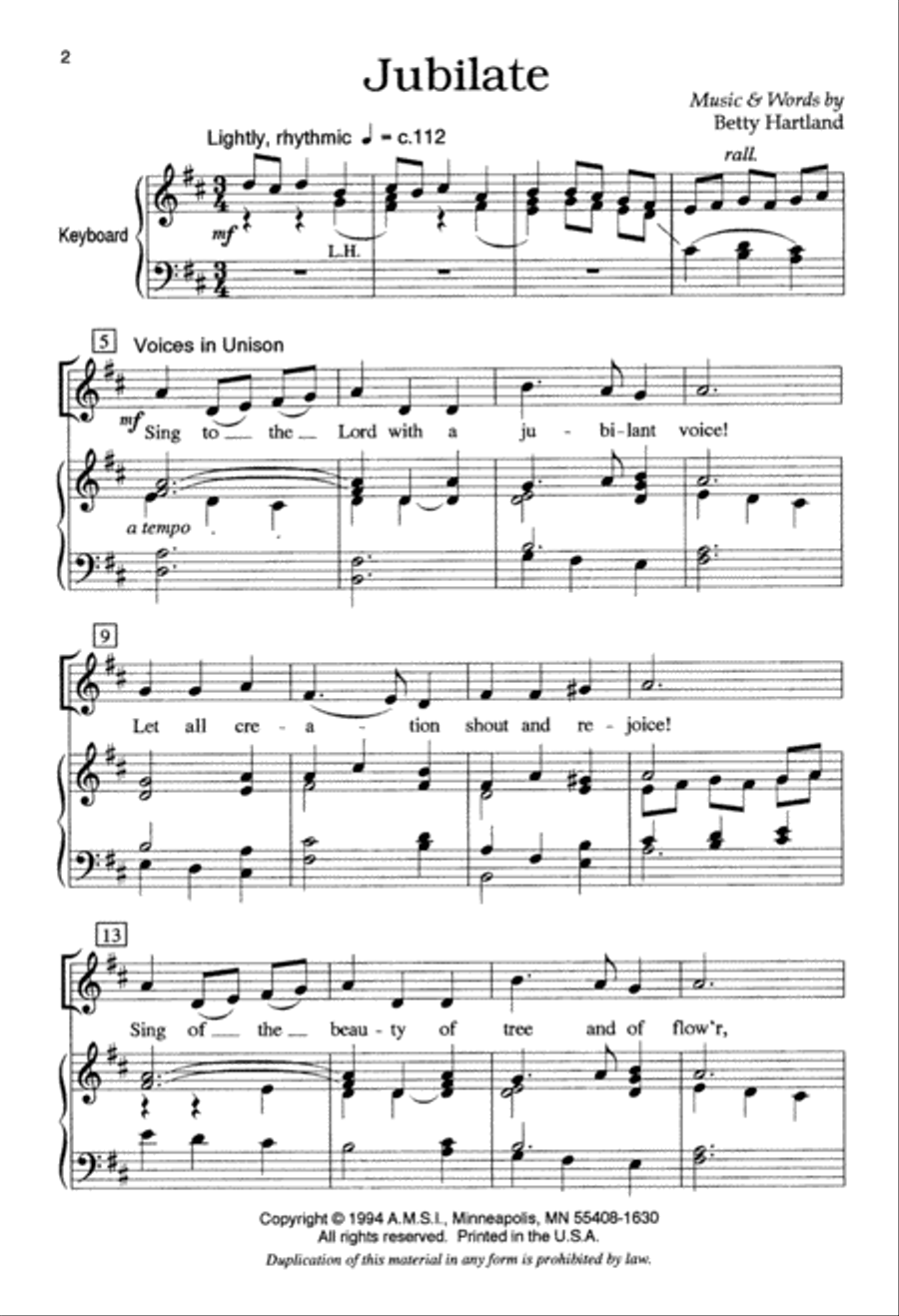 Jubilate (Digital Download) 2-Part scores gallery preview page 2