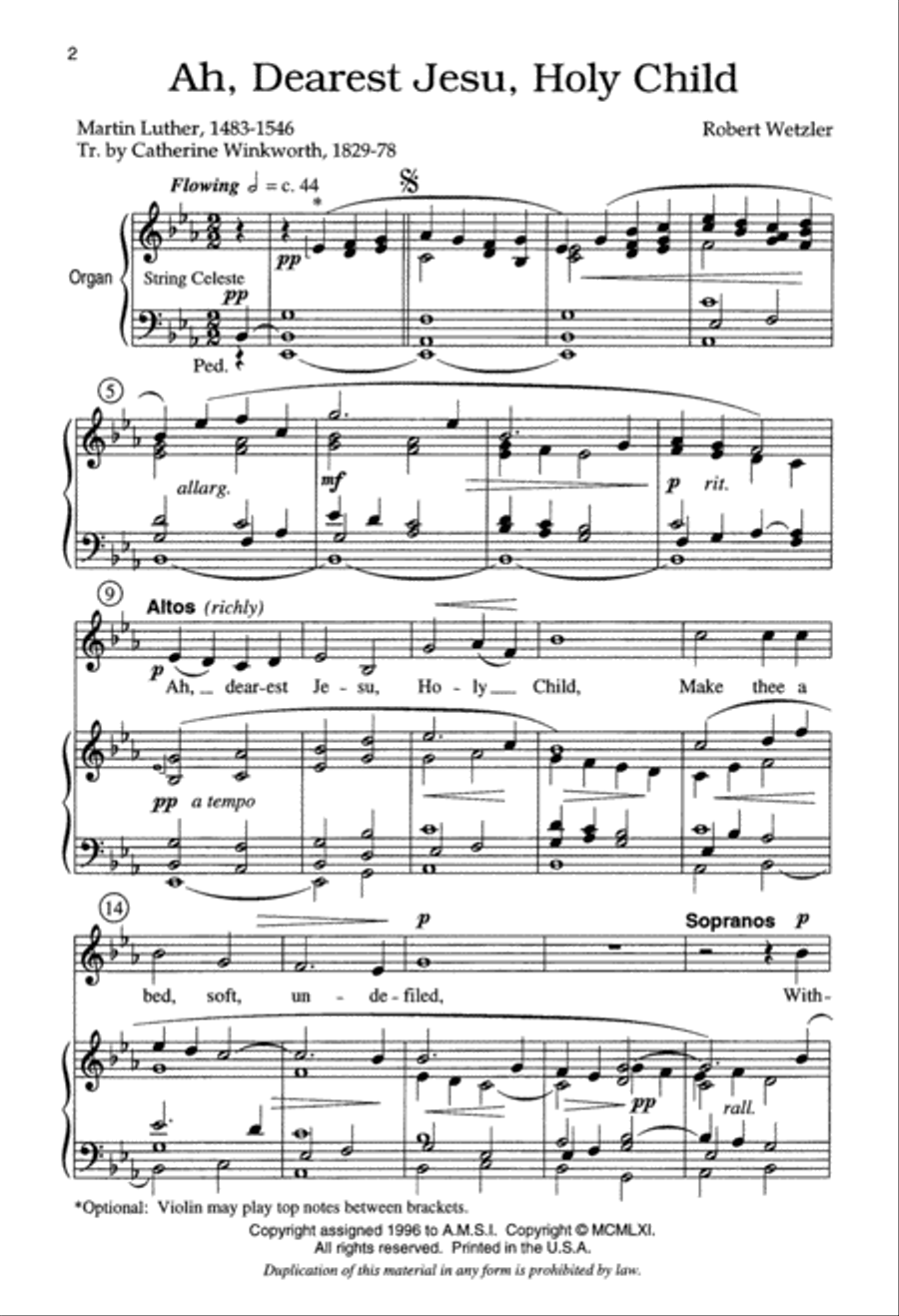 Ah, Dearest Jesu Holy Child (Digital Download) 4-Part scores gallery preview page 2