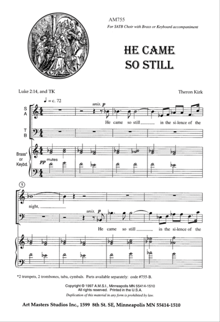 He Came So Still (Digital Download) 4-Part scores gallery preview page 1