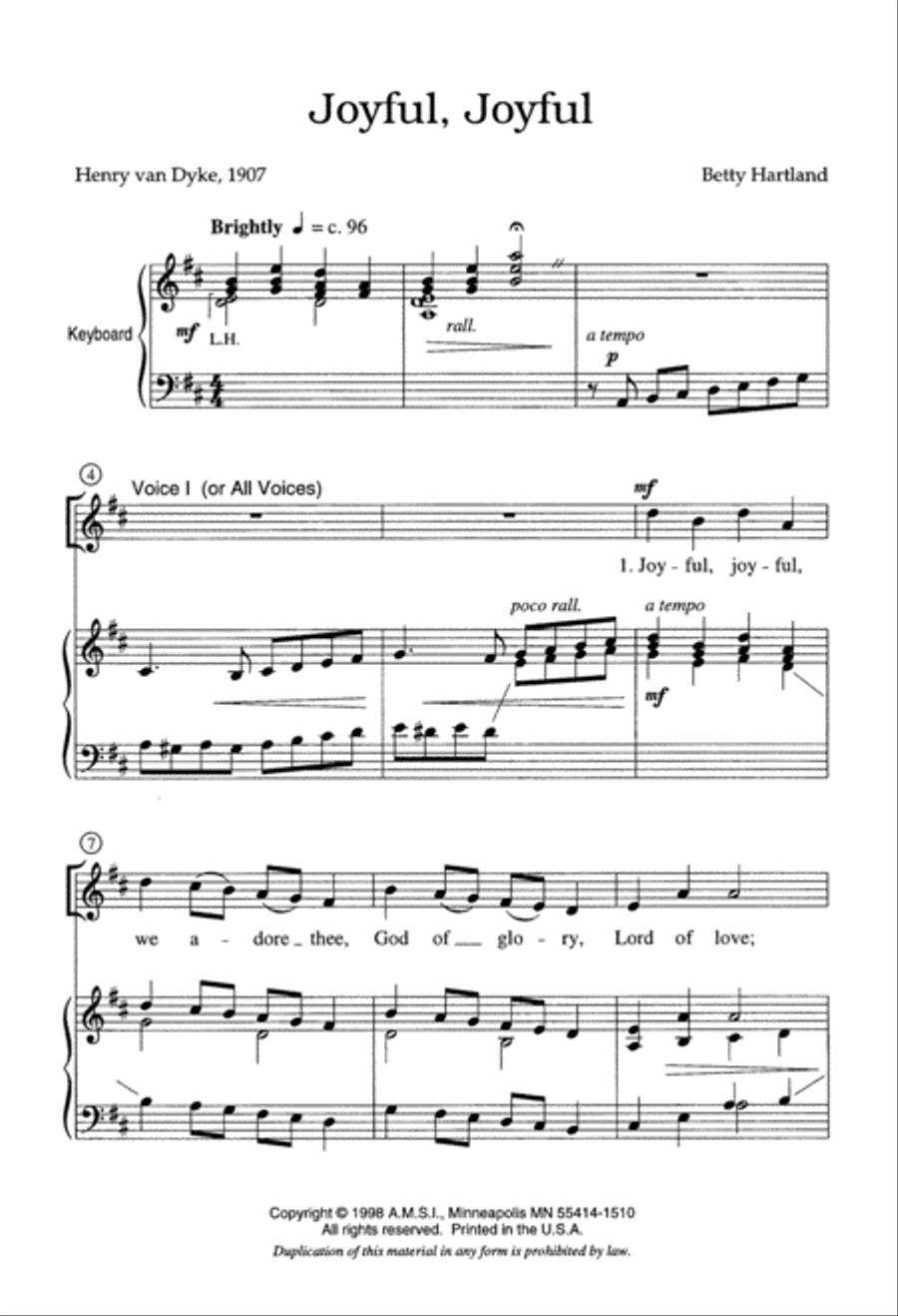 Joyful, Joyful (Digital Download) Unison Choir scores gallery preview page 2