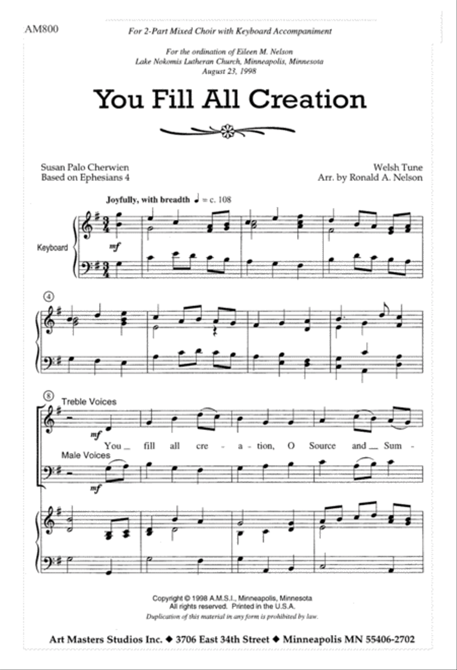 You Fill All Creation (Digital Download) 2-Part scores gallery preview page 1