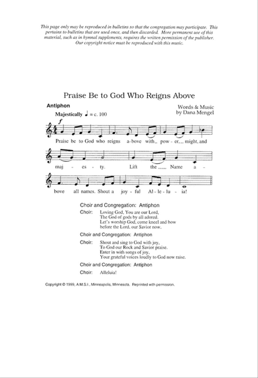 Praise Be to God Who Reigns Above (Digital Download) 4-Part scores gallery preview page 2