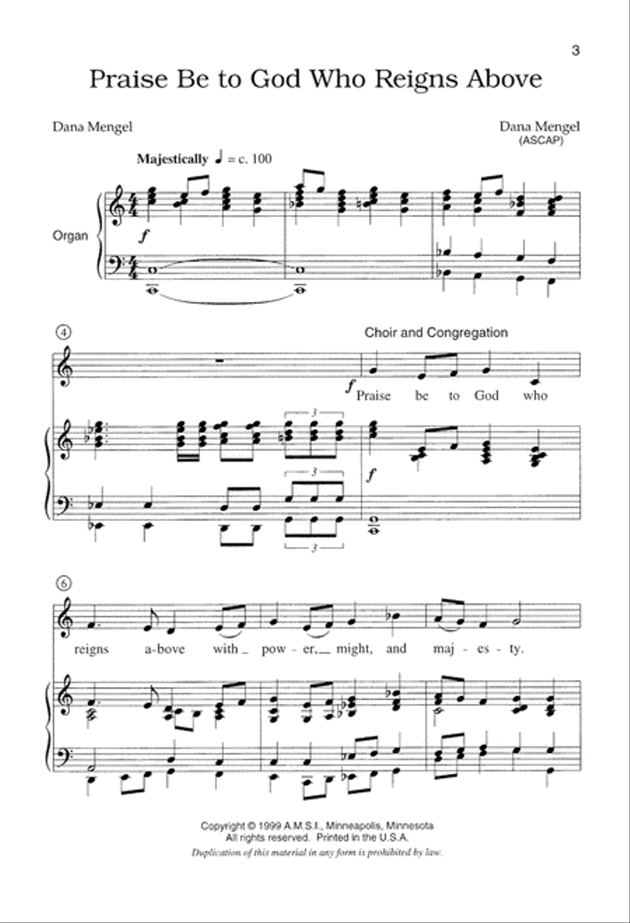 Praise Be to God Who Reigns Above (Digital Download) 4-Part scores gallery preview page 3