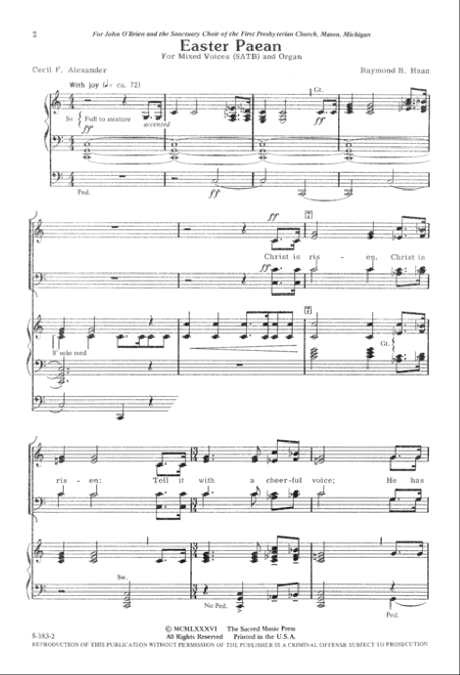 Easter Paean (Digital Download) 4-Part scores gallery preview page 2