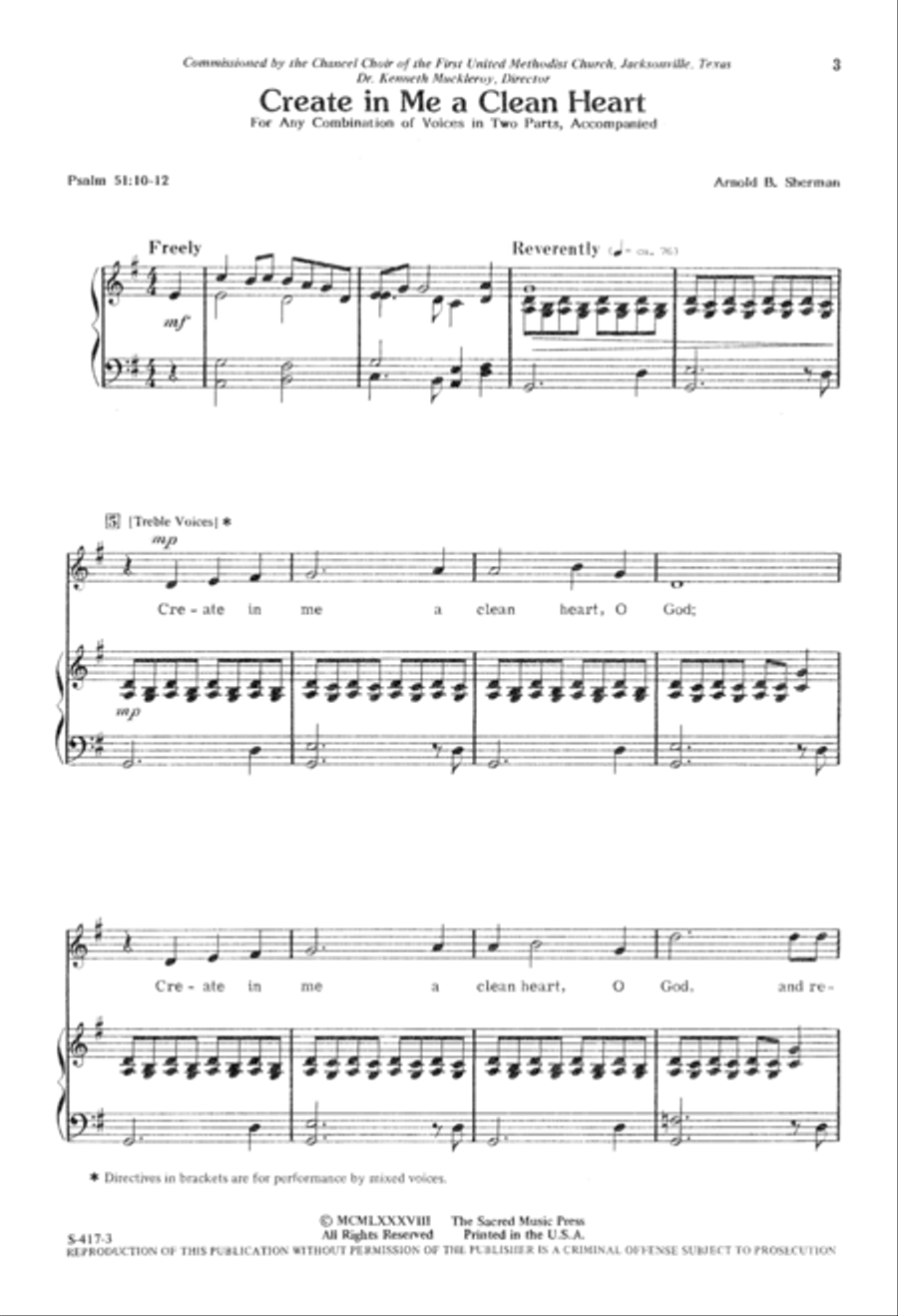 Create in Me a Clean Heart (Digital Download) 2-Part scores gallery preview page 3