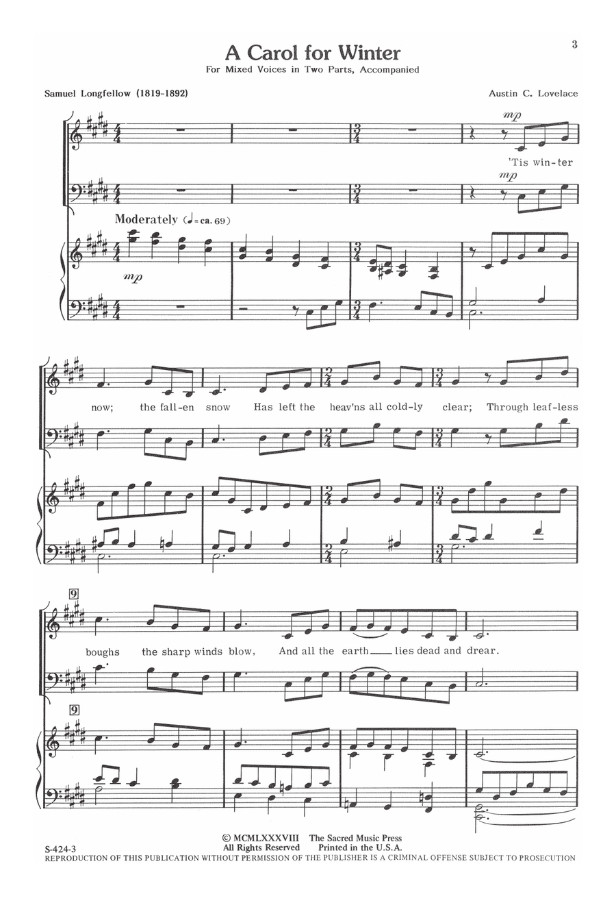 A Carol for Winter (Digital Download) by Austin C. Lovelace 2-Part - Digital Sheet Music page 3