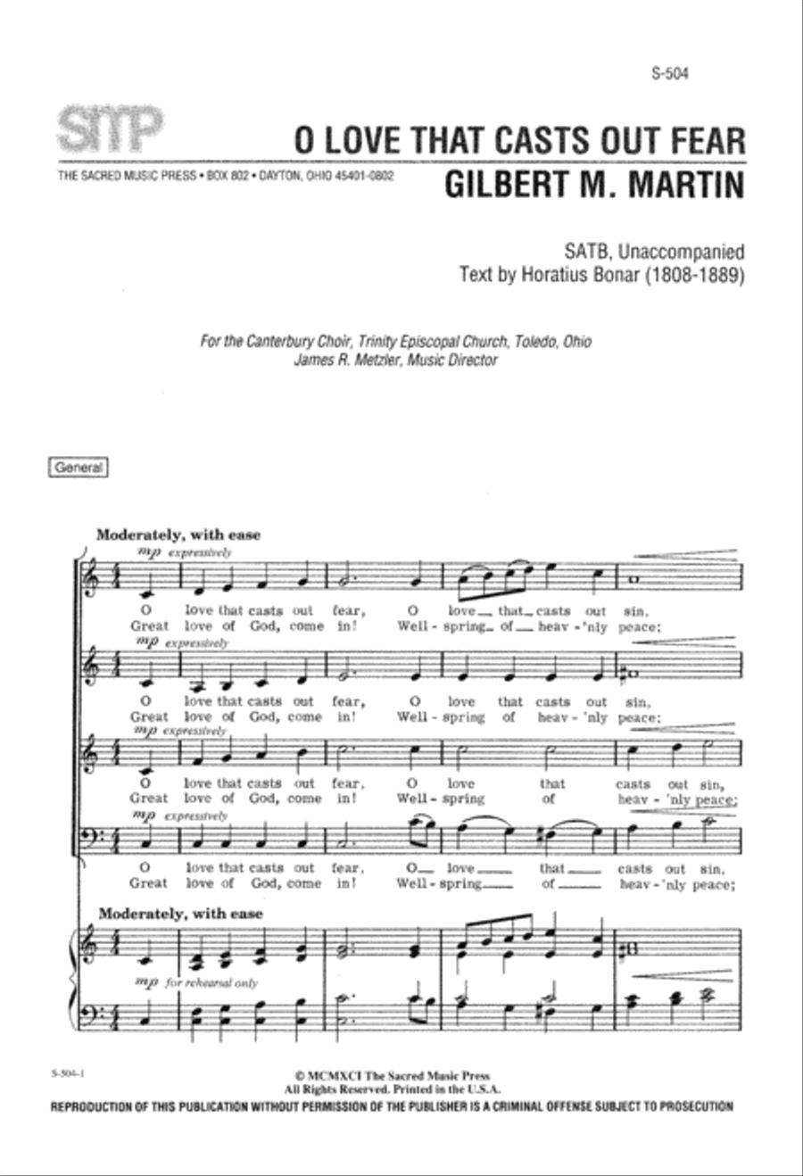 O Love That Casts Out Fear (Digital Download) 4-Part scores gallery preview page 1