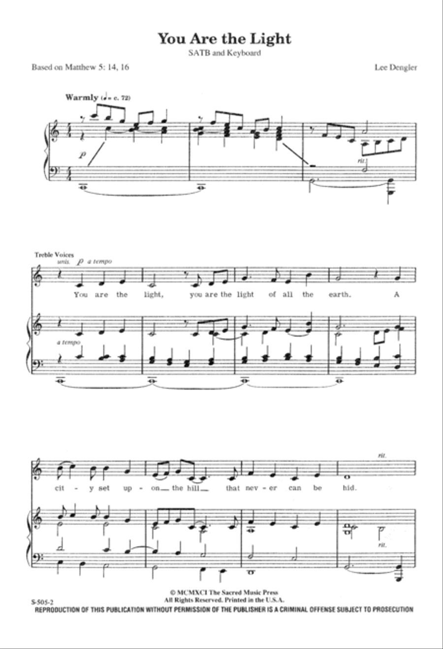You Are the Light You Are the Light 4-Part scores gallery preview page 2