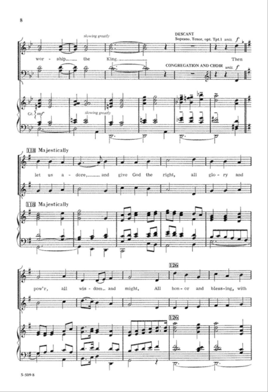 O Worship the King (Digital Download) 4-Part scores gallery preview page 8