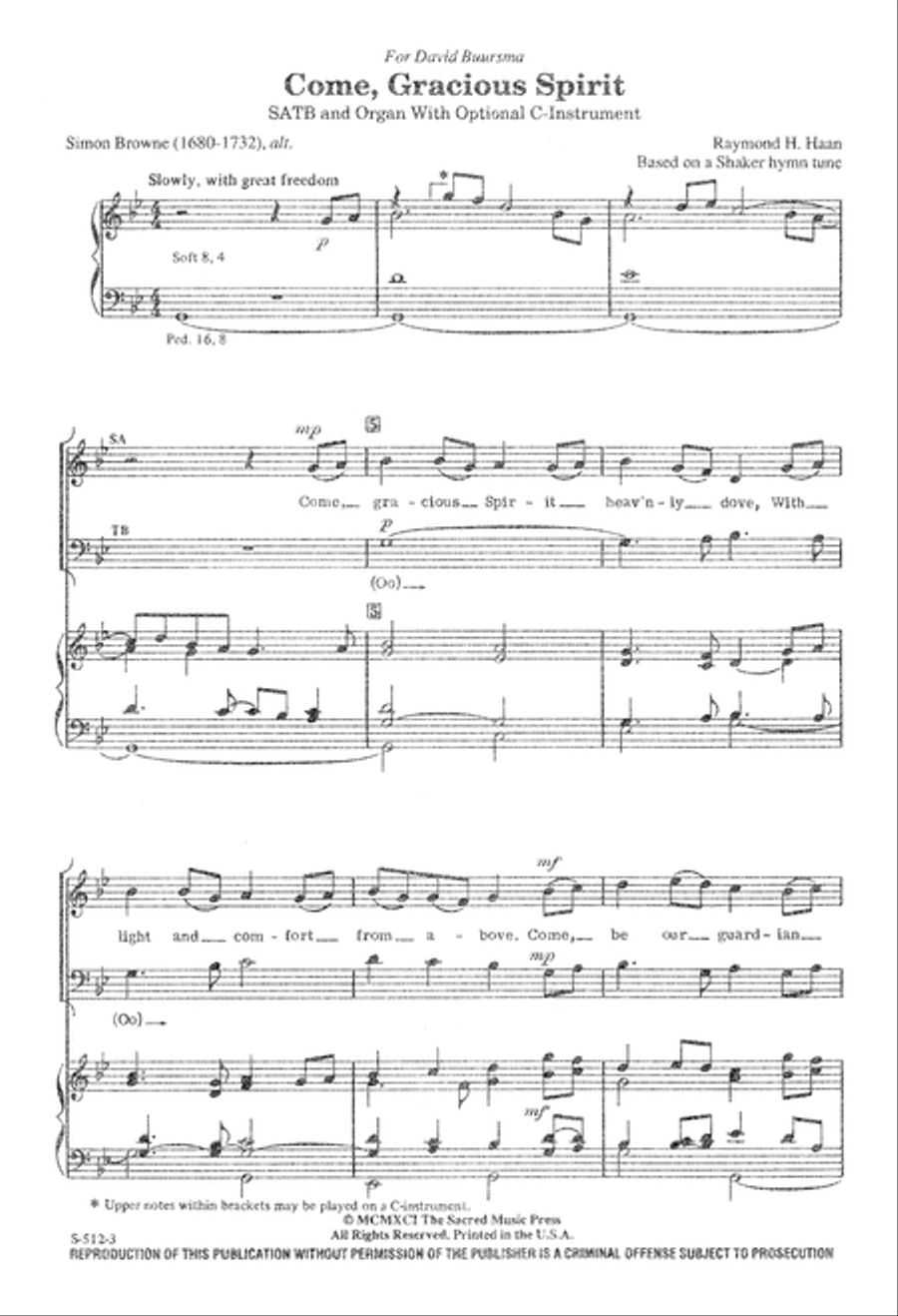 Come, Gracious Spirit (Digital Download) 4-Part scores gallery preview page 3