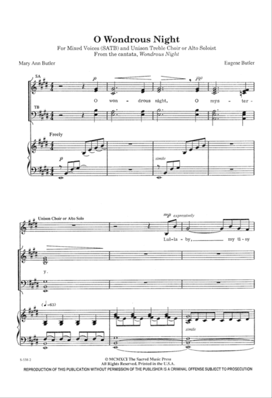 O Wondrous Night (Digital Download) 4-Part scores gallery preview page 2